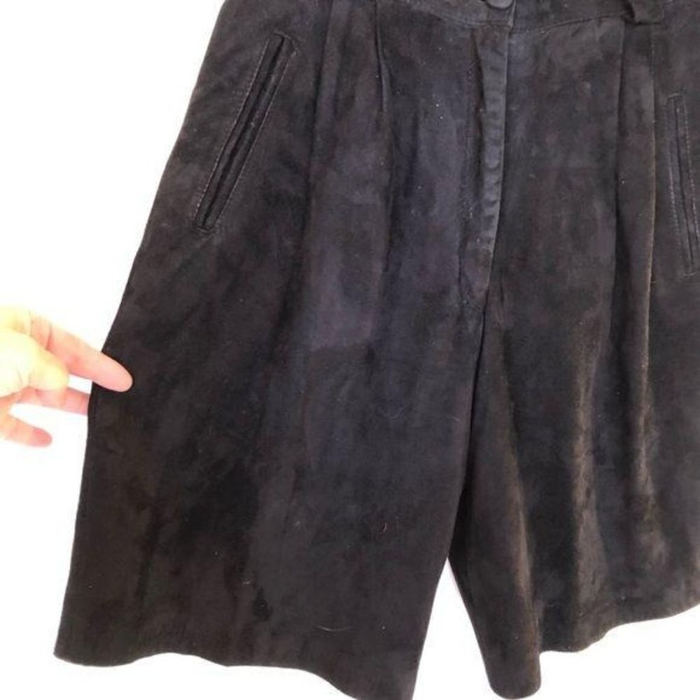 Erez Vintage Womens Shorts Size 8 Black Suede Leather Lined High Waisted USA - Picture 3 of 9